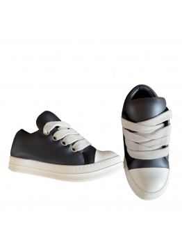 Rick Owens Black and White Low-Top Sneakers