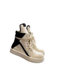 Rick Owens Geobasket Sneakers - Cream and Black