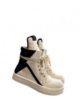 Rick Owens Geobasket Sneakers - Cream and Black