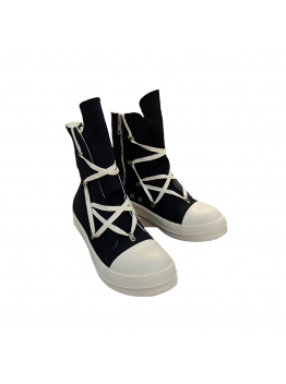 Rick Owens High-Top Canvas Boots - Black and White