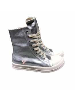 Rick Owens Metallic High-Top Sneakers