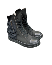 Rick Owens High-Top Leather Sneakers with Side Zipper