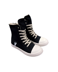 Rick Owens Black High-Top Canvas Sneakers