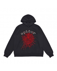 SP5DER OG RHINESTONE LOGO HOODIE BLACK