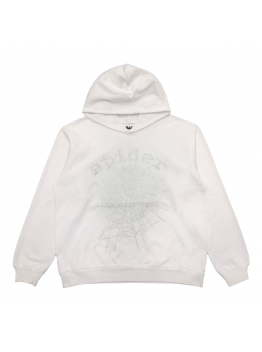 SP5DER OG RHINESTONE LOGO HOODIE WHITE