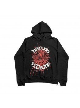 SP5DER x METRO BOOMIN HEROS AND VILLAINS HOODIE BLACK