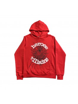 SP5DER x METRO BOOMIN HEROS AND VILLAINS HOODIE RED