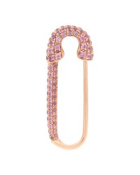 18K Rose Gold Pink Sapphire Safety Pin Earring