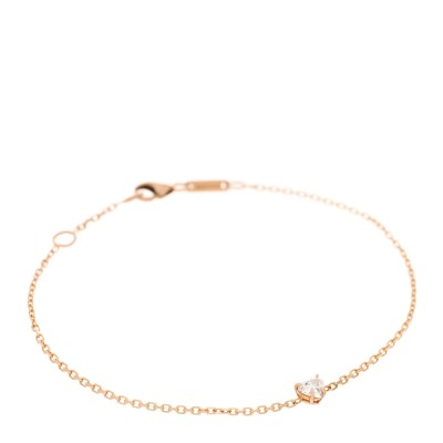 18K Rose Gold Diamond Heart Shaped Chain Bracelet