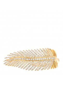 18K Yellow Gold Diamond Feather Ring 47 4