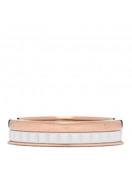 18K Pink Gold Ceramic Quatre White Edition Wedding Band Ring 47 4.25 59/8.75