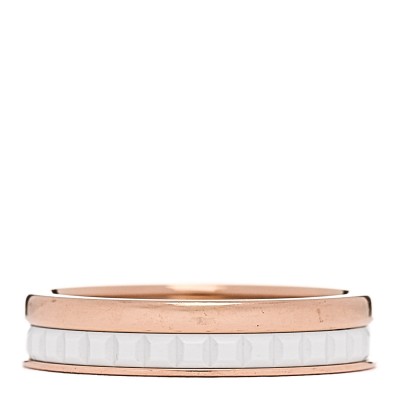 18K Pink Gold Ceramic Quatre White Edition Wedding Band Ring 47 4.25 59/8.75