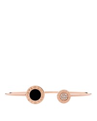 18K Rose Gold Diamond Onyx BVLGARI BVLGARI Cuff Bracelet M