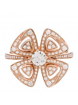 18K Rose Gold Diamond Fiorever Pave Ring 54 6.75