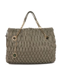Lambskin Pleated Monete Tote Bag Grey