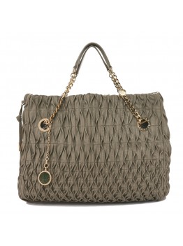 Lambskin Pleated Monete Tote Bag Grey