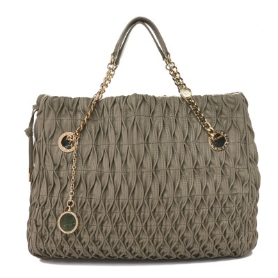 Lambskin Pleated Monete Tote Bag Grey