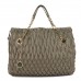 Lambskin Pleated Monete Tote Bag Grey