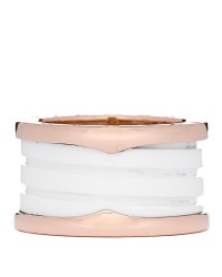 18K Rose Gold White Ceramic B.Zero1 Four-Band Ring 52 6