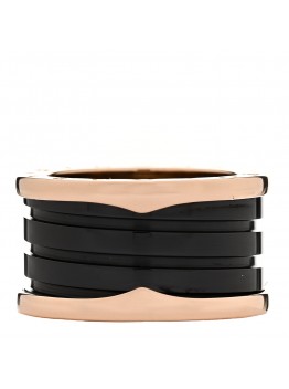 18K Rose Gold Black Ceramic B.Zero1 Four-Band Ring 53 6.25