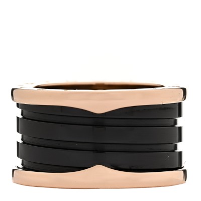 18K Rose Gold Black Ceramic B.Zero1 Four-Band Ring 53 6.25