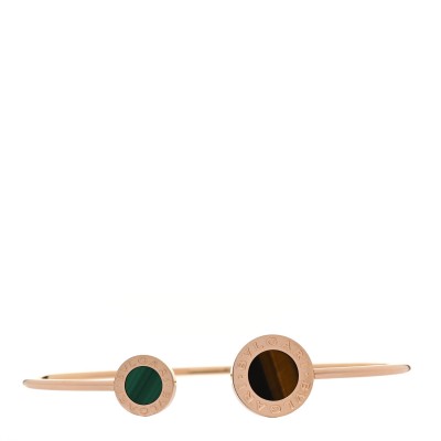 18K Rose Gold Malachite Tiger's Eye BVLGARI BVLGARI Cuff Bracelet M