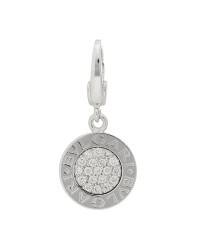 18K White Gold Pave Diamond BVLGARI BVLGARI Charm Pendant