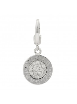 18K White Gold Pave Diamond BVLGARI BVLGARI Charm Pendant
