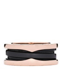 18K Rose Gold Black Ceramic B.Zero1 Two-Band Ring 51 5.75