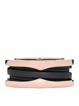 18K Rose Gold Black Ceramic B.Zero1 Two-Band Ring 51 5.75