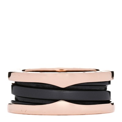 18K Rose Gold Black Ceramic B.Zero1 Two-Band Ring 51 5.75
