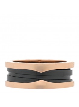 18K Rose Gold Black Ceramic B.Zero1 Two-Band Ring 56 7.5