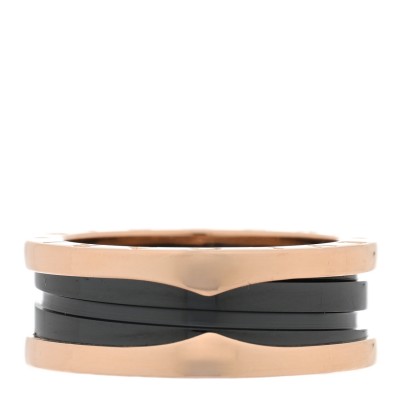 18K Rose Gold Black Ceramic B.Zero1 Two-Band Ring 56 7.5