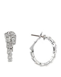 18K White Gold Diamond Serpenti Viper Hoop Pave Earrings