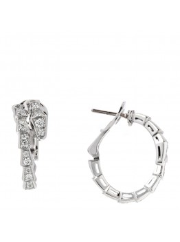 18K White Gold Diamond Serpenti Viper Hoop Pave Earrings