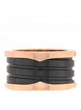 18K Rose Gold Black Ceramic B.Zero1 Four-Band Ring 56 7.5