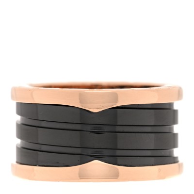 18K Rose Gold Black Ceramic B.Zero1 Four-Band Ring 56 7.5
