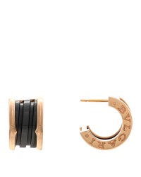 18K Rose Gold Black Ceramic B.Zero1 Hoop Earrings