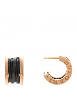 18K Rose Gold Black Ceramic B.Zero1 Hoop Earrings