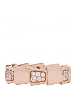 18K Rose Gold Diamond 6mm Serpenti Viper Band Ring 52 6