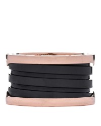 18K Rose Gold Black Ceramic B.Zero1 Four-Band Ring 52 6