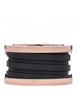 18K Rose Gold Black Ceramic B.Zero1 Four-Band Ring 52 6