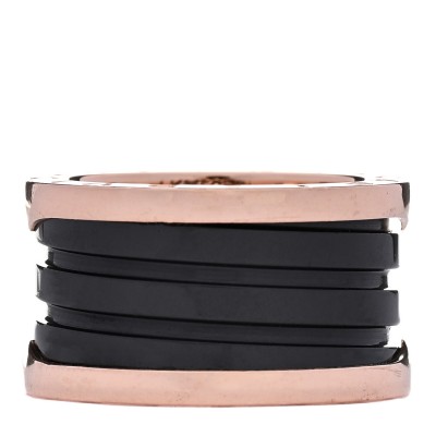 18K Rose Gold Black Ceramic B.Zero1 Four-Band Ring 52 6