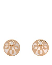 18K Rose Gold Diamond Mother of Pearl Intarsio Earrings
