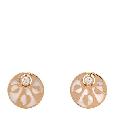 18K Rose Gold Diamond Mother of Pearl Intarsio Earrings