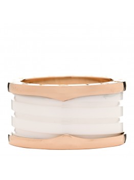 18K Rose Gold White Ceramic B.Zero1 Four-Band Ring 56 7.5