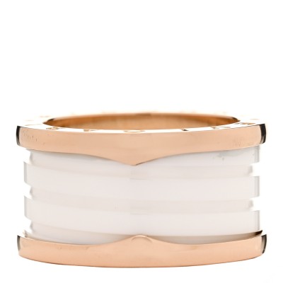 18K Rose Gold White Ceramic B.Zero1 Four-Band Ring 56 7.5