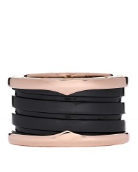 18K Rose Gold Black Ceramic B.Zero1 Four-Band Ring 51 5.75
