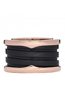 18K Rose Gold Black Ceramic B.Zero1 Four-Band Ring 51 5.75