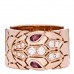 18K Rose Gold Diamond Rubellite Serpenti Seduttori Wide Ring 52 6